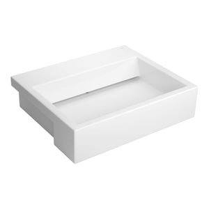 Cuba de Semiencaixe Lavatório Retangular com Mesa e Válvula Oculta 56X46cm Branco