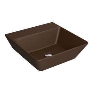 Cuba de Apoio Lavatório Quadrada com Mesa 42X42cm Marrom Fosco