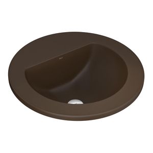 Cuba de Sobrepor Lavatório Redonda com Mesa 45X45cm Marrom Fosco