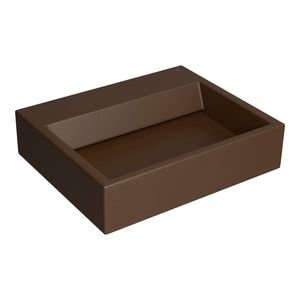 Lavatório Retangular com Mesa e Válvula Oculta 56X46cm Marrom Fosco