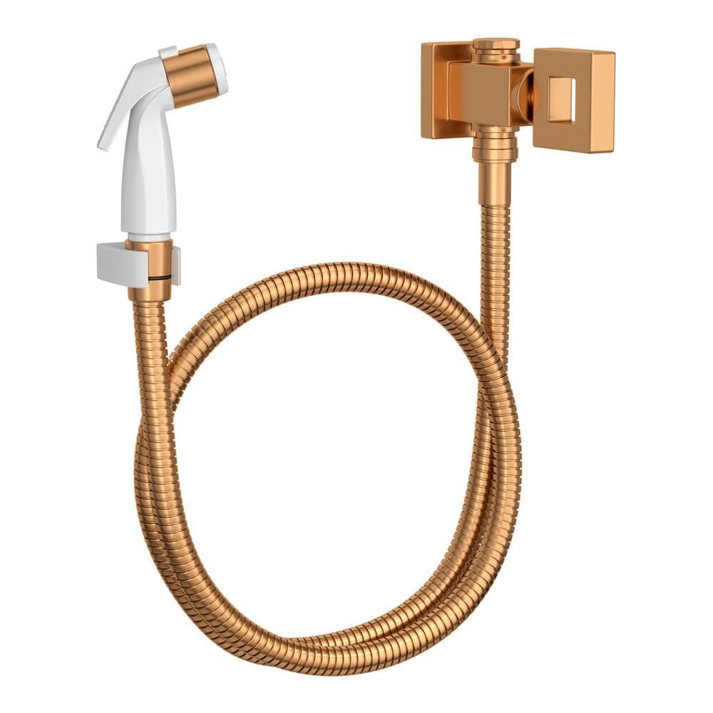 Ducha Higiênica com Registro e Derivação Gatilho Branco Dot Gold Matte