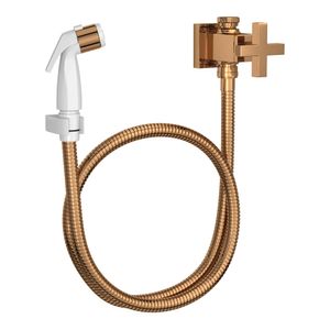 Ducha Higiênica com Registro e Derivação Gatilho Branco Duna Quadratta Red Gold