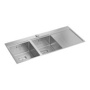 Cuba de Inox de Sobrepor Dupla com Workstation 116X52cm com Acessórios Wish 116 Inox