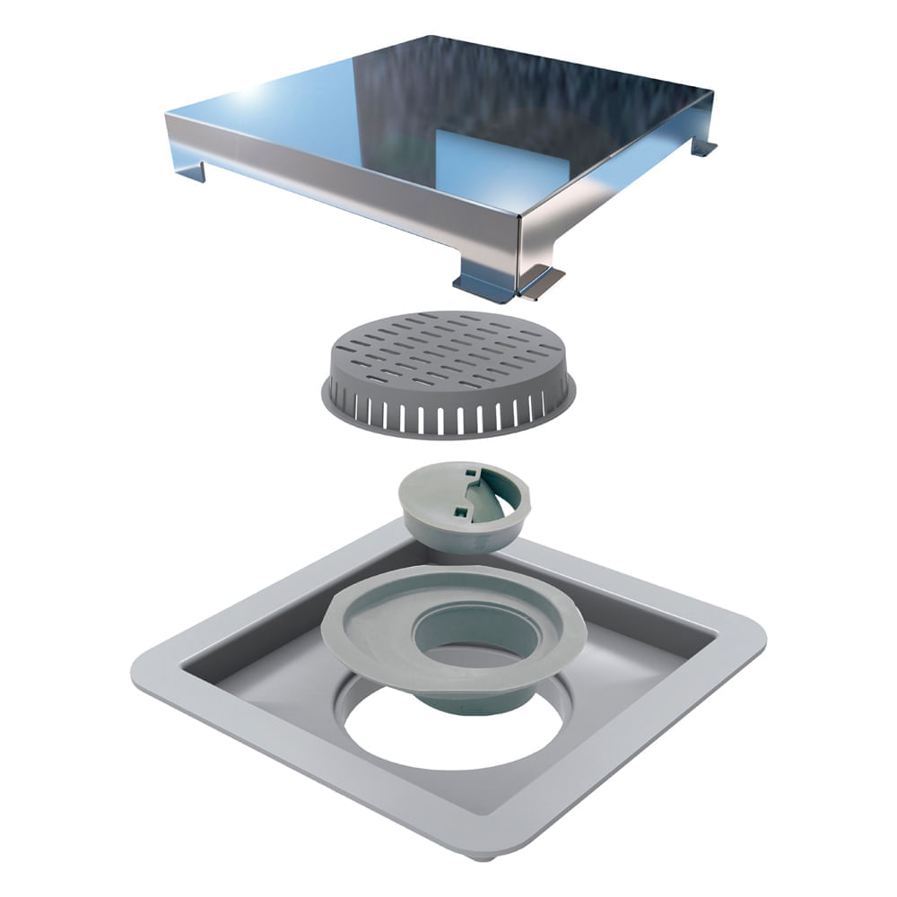 Ralo Linear Elleve Square 15X15cm Inox Polido