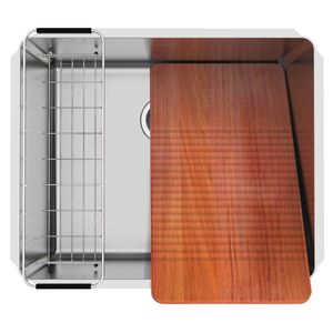 Tanque de Inox de Embutir 60X50cm 92L 4.1/2" Jumbo Scotch Brite com Válvula, Tábua e Cesto