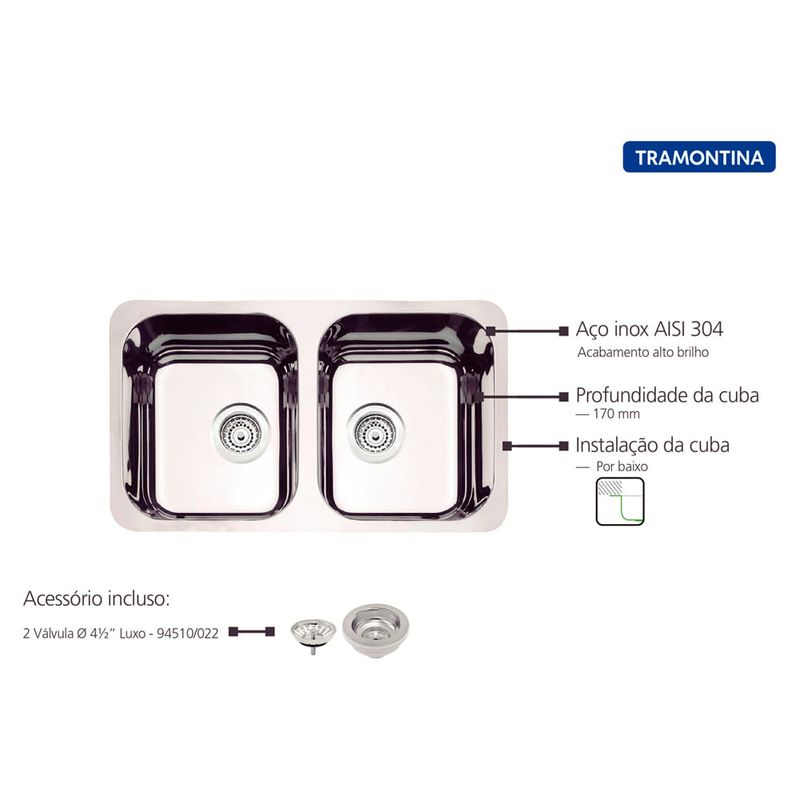 Tramontina - 94033202 - Cuba de Inox de Embutir