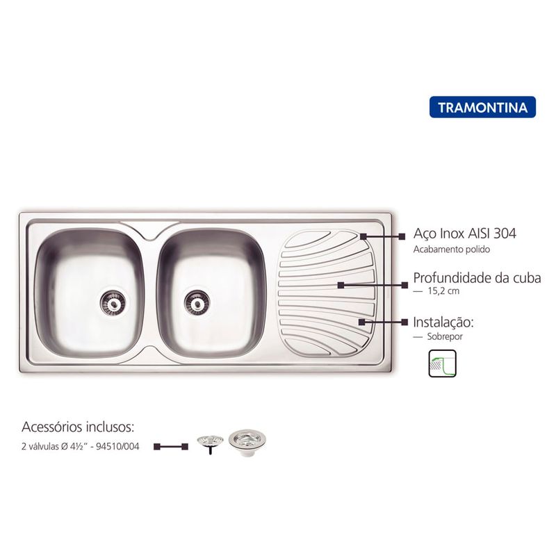 Tramontina - 93880602 - Cuba de Inox de Sobrepor