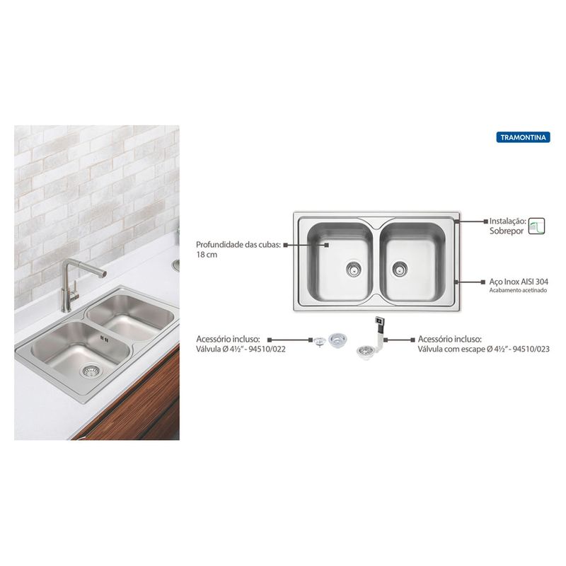 Tramontina - 93903123 - Cuba de Inox de Sobrepor