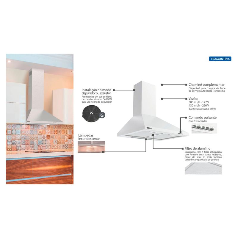 Tramontina - 94813001 - Coifa de Parede