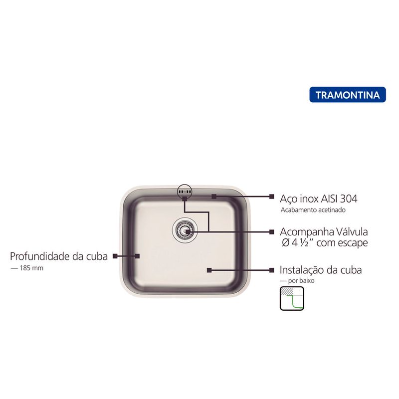 Tramontina - 94017113 - Cuba de Inox de Embutir