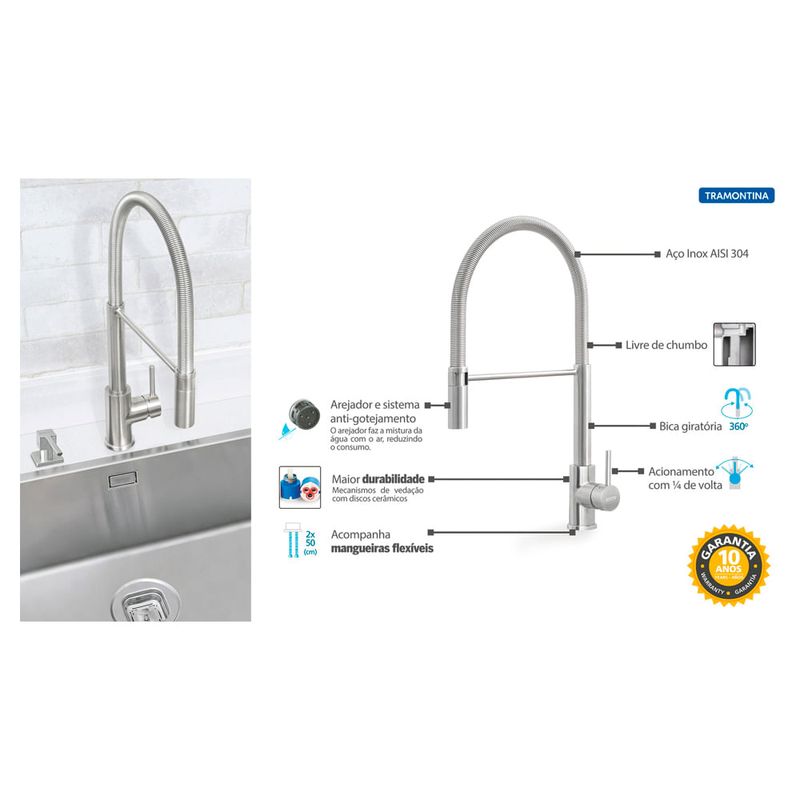 Tramontina - 94520113 - Misturador Monocomando de Mesa