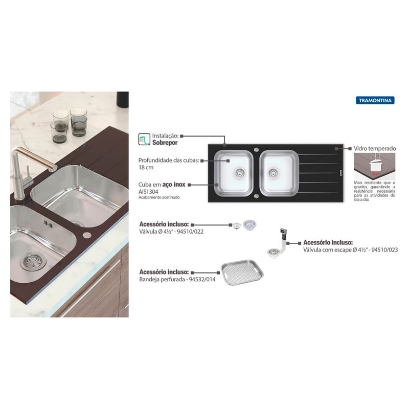 Tramontina - 93953103 - Cuba de Inox de Sobrepor