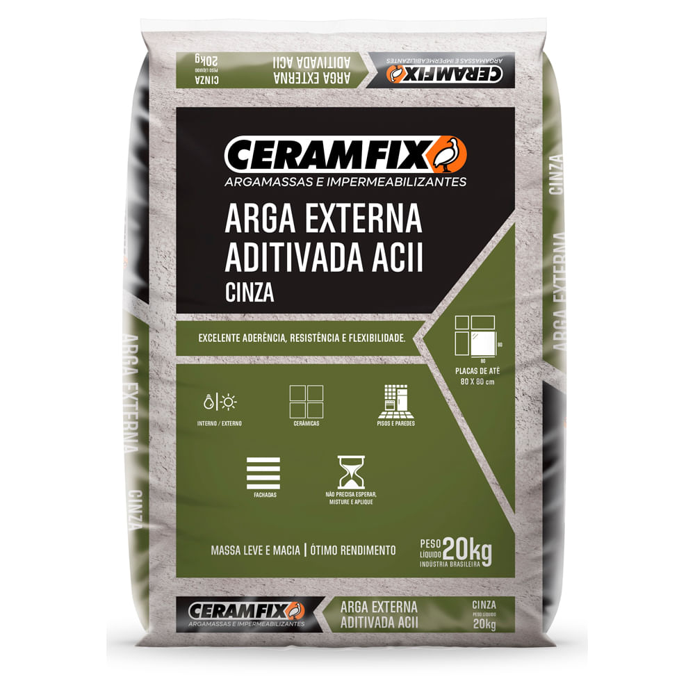 Argamassa Arga Externa Externa Ac Ii Cinza Saco 20kg Ceramfix