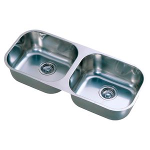 Cuba de Inox de Embutir Dupla 83,5X34,5cm 4.1/2" Alto Brilho com Válvula