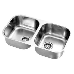 Cuba de Inox de Embutir Dupla 72X40cm 4.1/2" Alto Brilho com Válvula