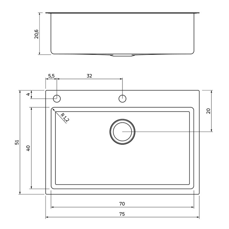 Tramontina - 93914102 - Cuba de Inox de Sobrepor