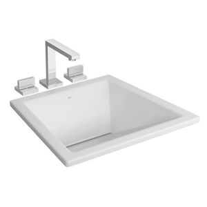 Cuba de Sobrepor Retangular Facetada Valcula Oculta 42,5X49,5cm Branco