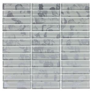 Pastilha de Vidro Evolution White 9,5X2,3 Placa 30X30cm