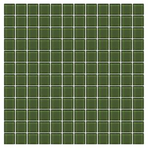 Pastilha de Vidro Crystal Verde Militar 2X2 Placa 30X30cm