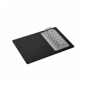 Tábua de Corte em Vidro para Cozinha Multiuso com Acessórios em Inox 42X30cm Preto