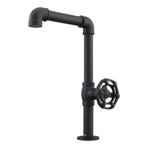 Torneira de Mesa Cozinha e Lavatório Volante Redondo Bica Alta Móvel Living 1/2" Black Fosco