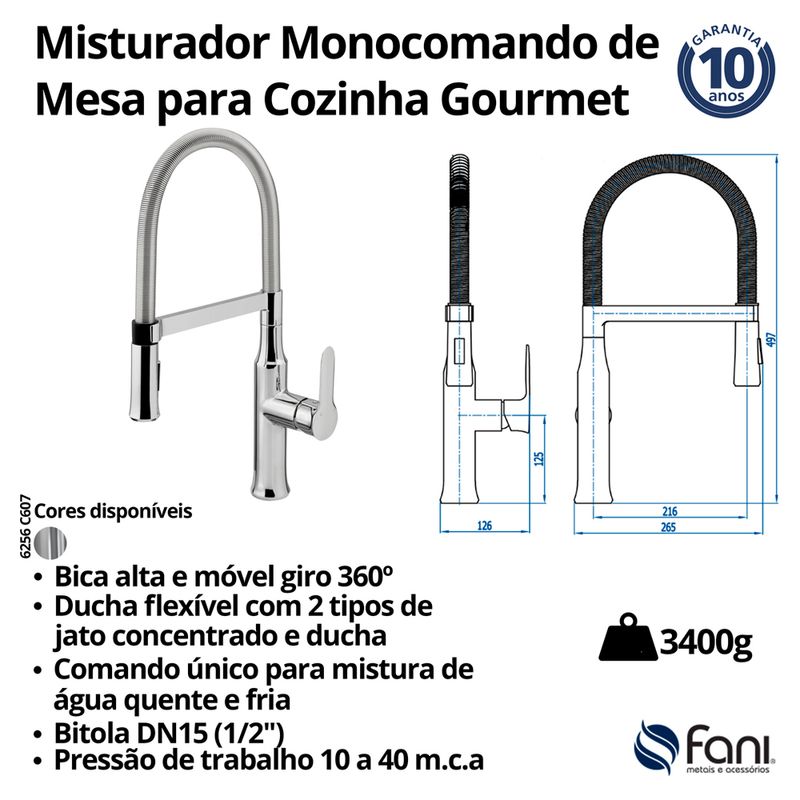Fani Misturador Monocomando de Mesa Imagem 05