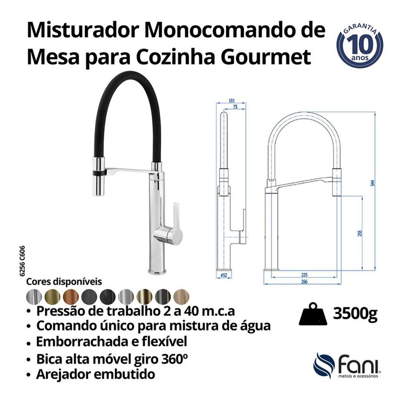 Fani Misturador Monocomando de Mesa Imagem 05