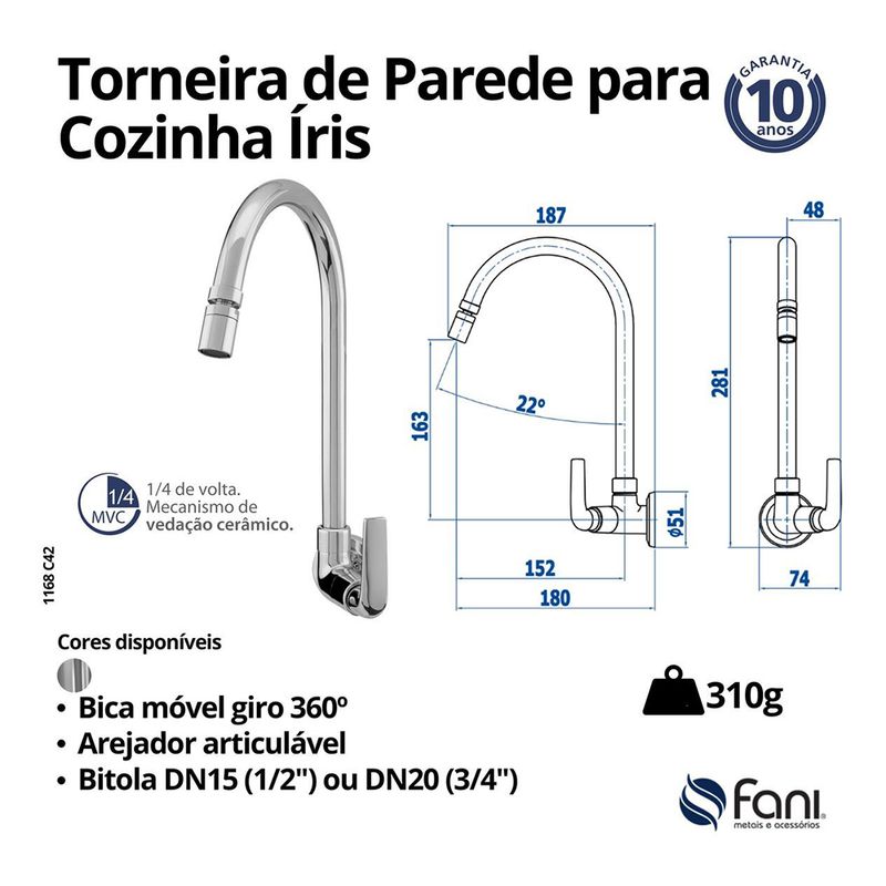 Fani Torneira de Parede Imagem 06