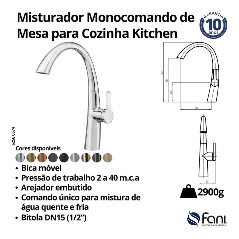 Fani Misturador Monocomando de Mesa Imagem 06