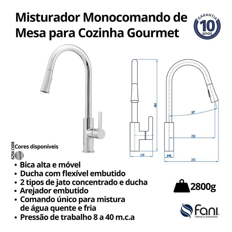 Fani Misturador Monocomando de Mesa Imagem 06