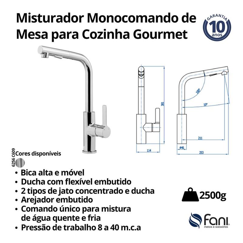 Fani Misturador Monocomando de Mesa Imagem 06