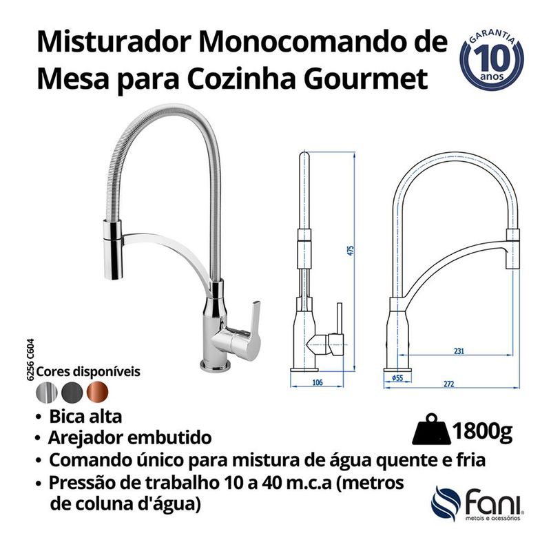 Fani Misturador Monocomando de Mesa Imagem 06