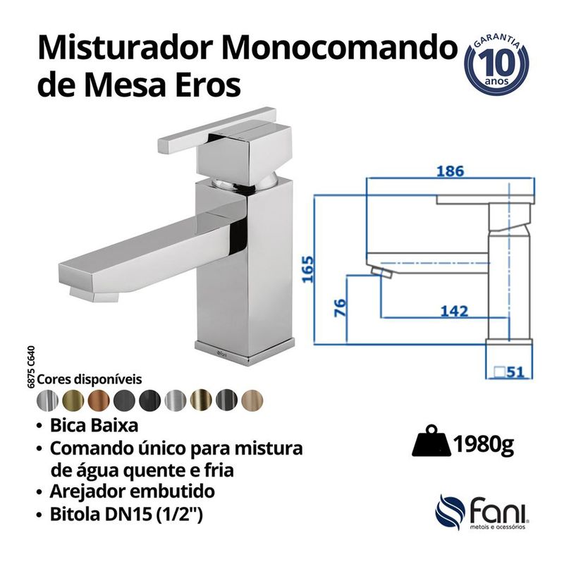 Fani Misturador Monocomando de Mesa Imagem 06