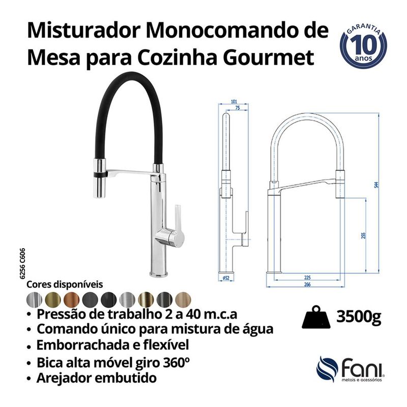 Fani Misturador Monocomando de Mesa Imagem 06