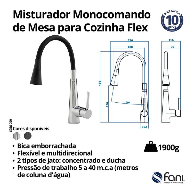Fani Misturador Monocomando de Mesa Imagem 06