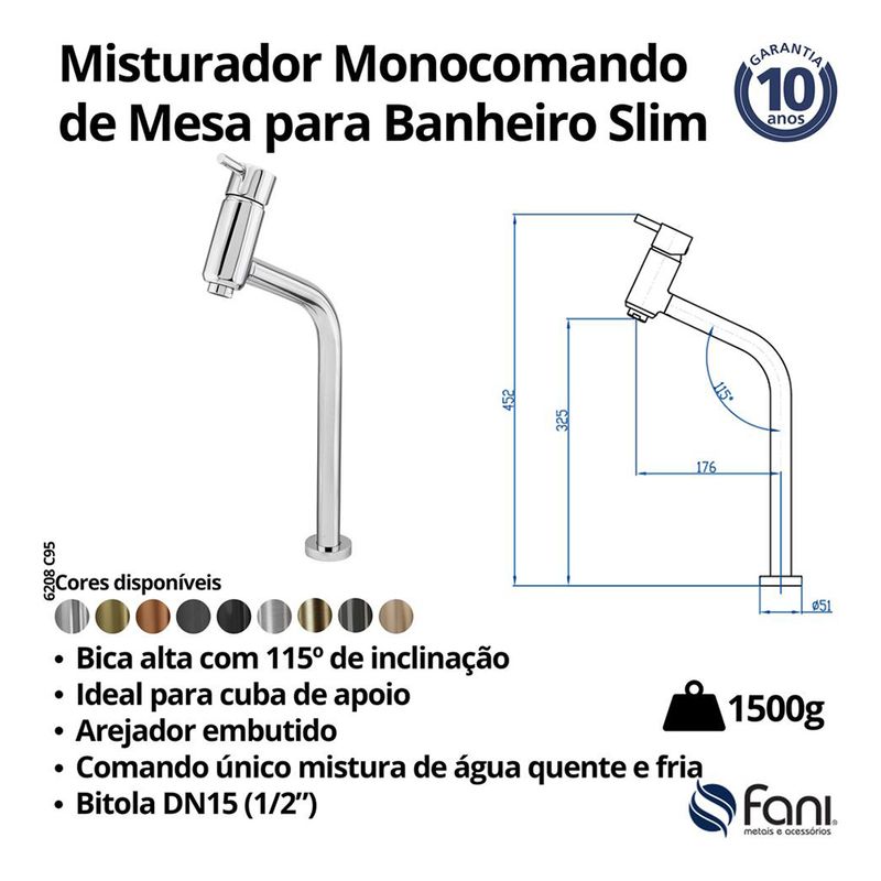 Fani Misturador Monocomando de Mesa Imagem 06