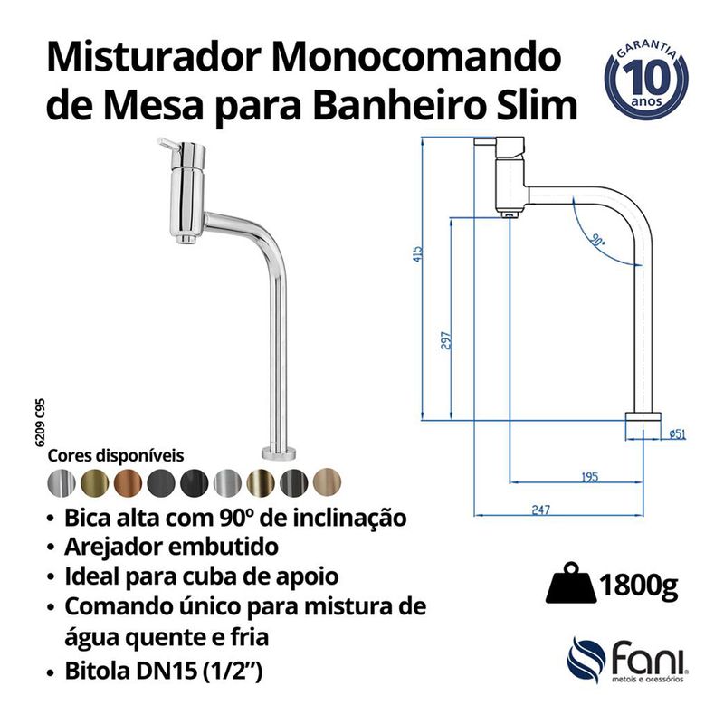 Fani Misturador Monocomando de Mesa Imagem 06