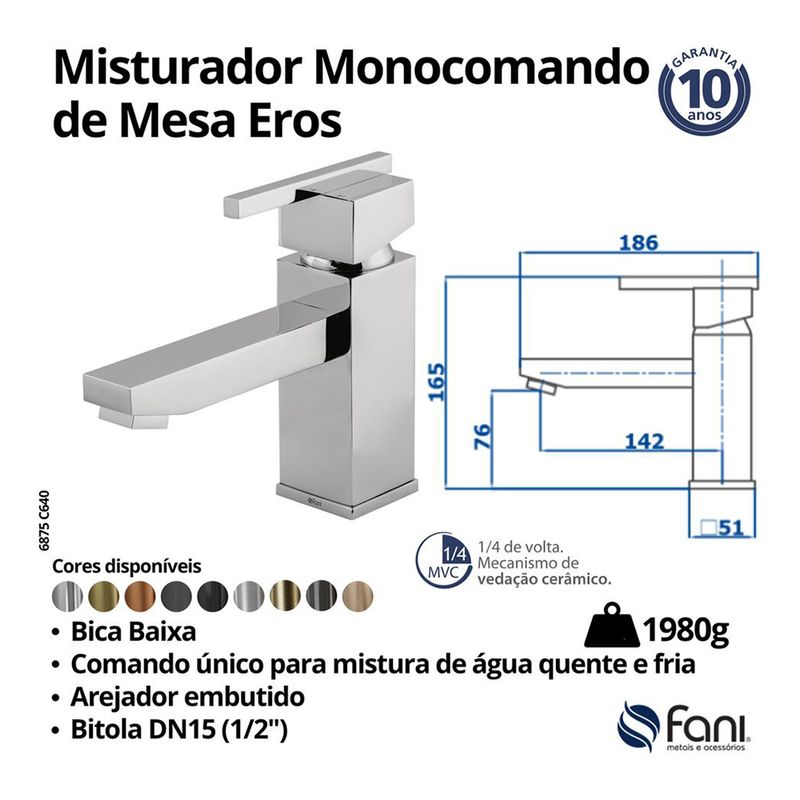Fani Misturador Monocomando de Mesa Imagem 06
