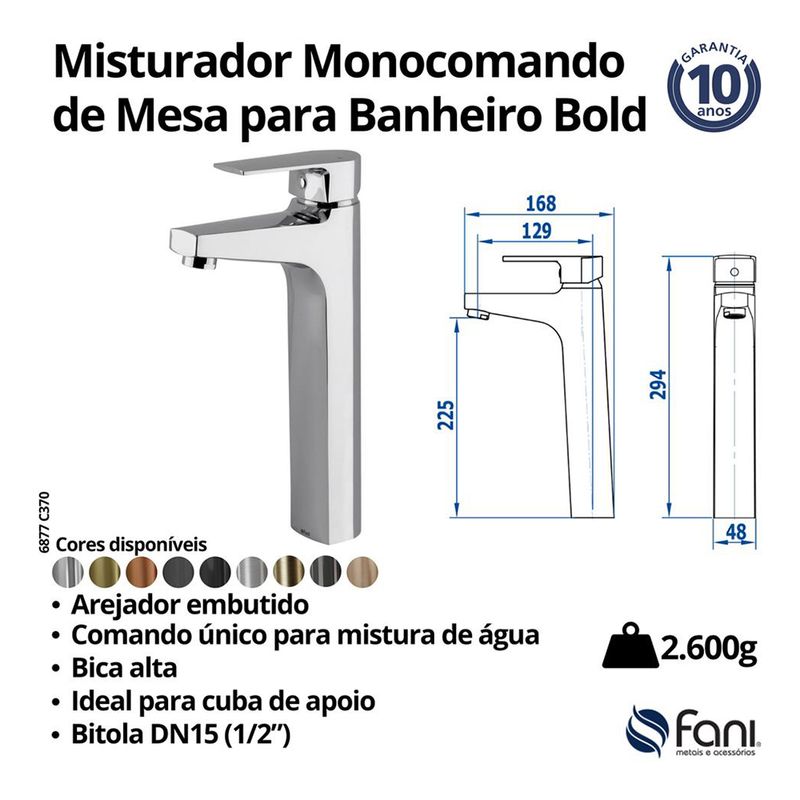 Fani Misturador Monocomando de Mesa Imagem 06