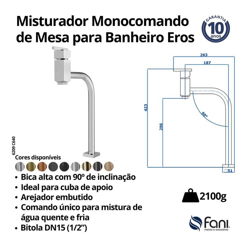 Fani Misturador Monocomando de Mesa Imagem 06