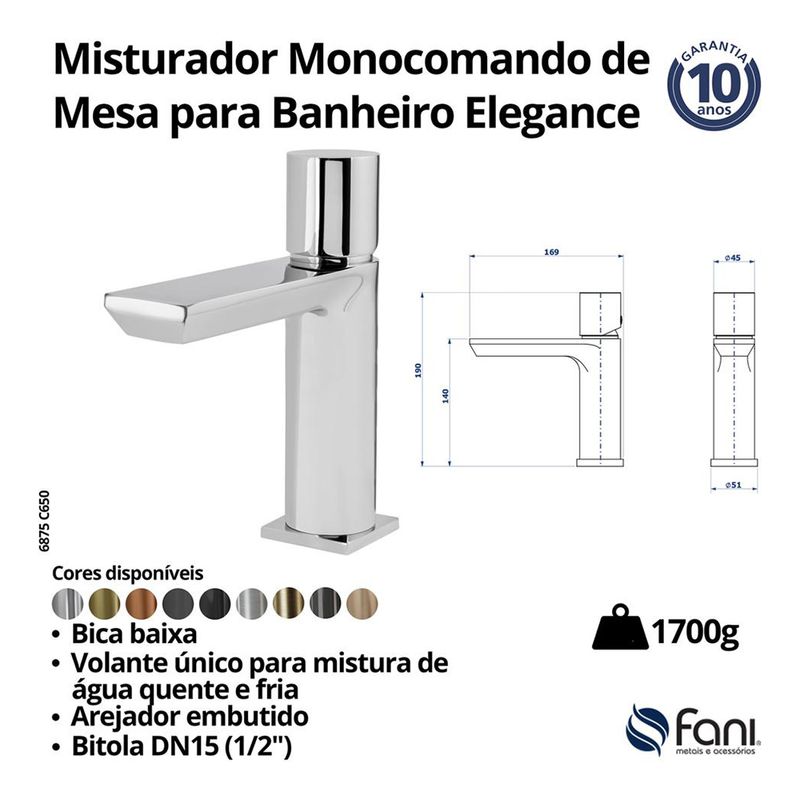 Fani Misturador Monocomando de Mesa Imagem 06