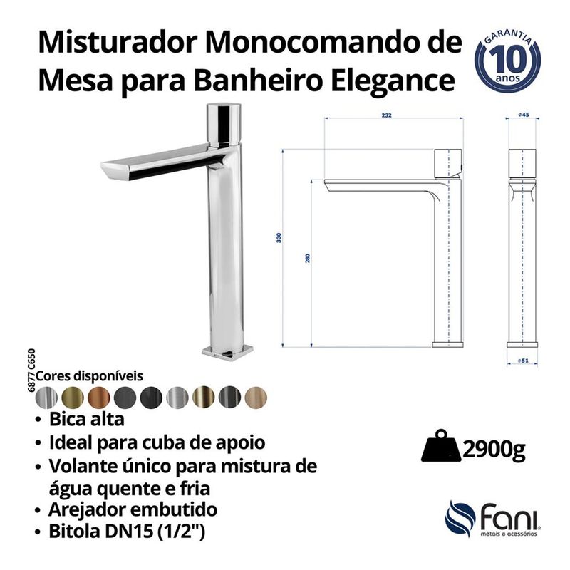Fani Misturador Monocomando de Mesa Imagem 06