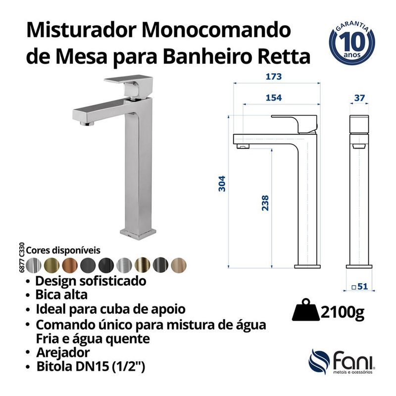 Fani Misturador Monocomando de Mesa Imagem 06