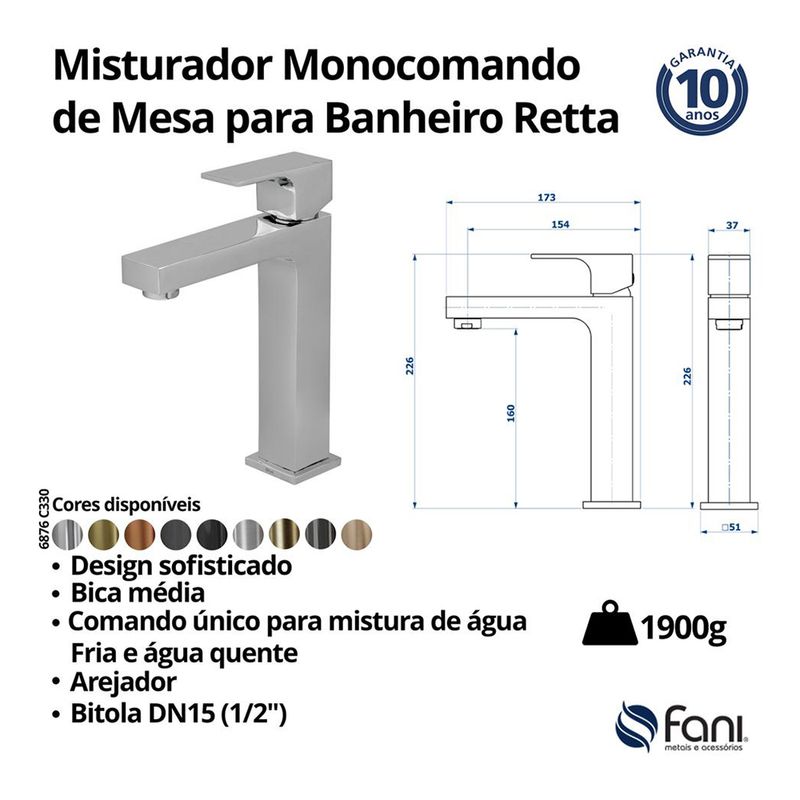 Fani Misturador Monocomando de Mesa Imagem 06