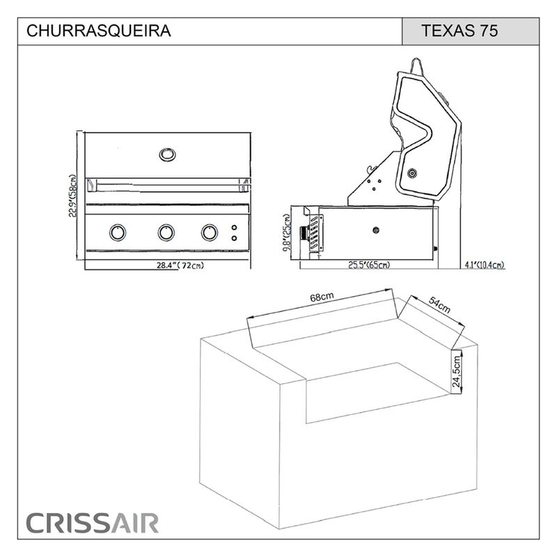 Crissair Churrasqueira de Embutir à Gás Imagem 02