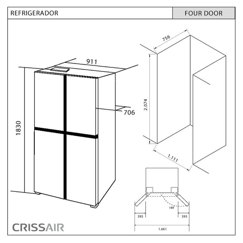 Crissair Refrigerador Four Door Imagem 03