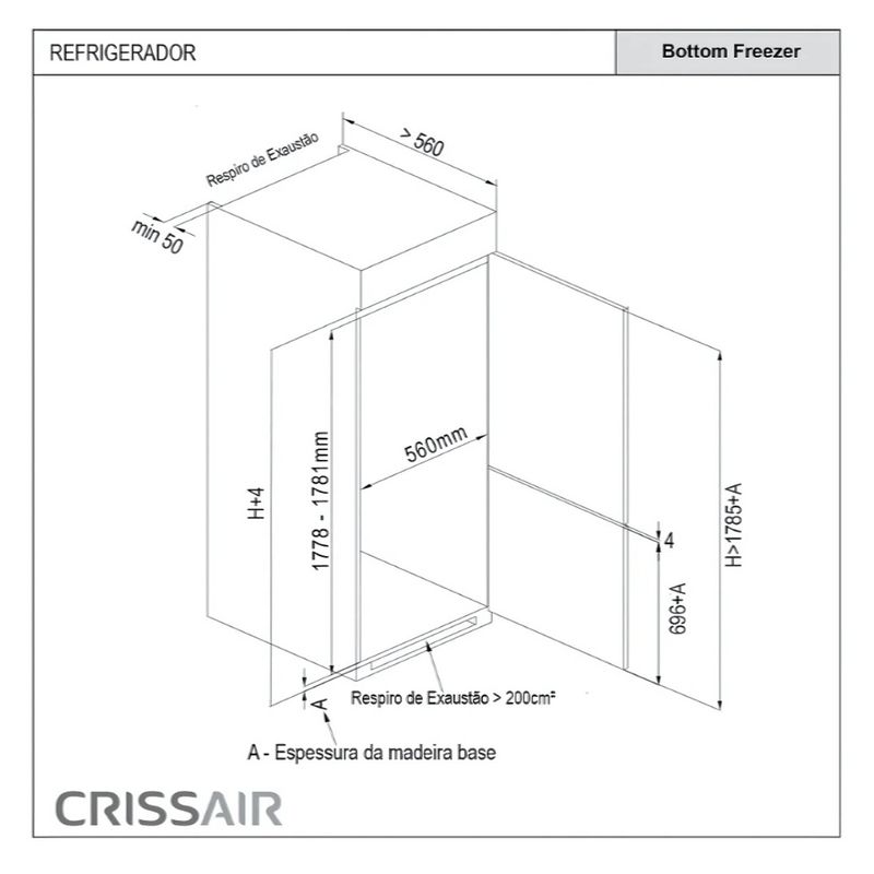 Crissair Refrigerador Bottom Freezer Imagem 05